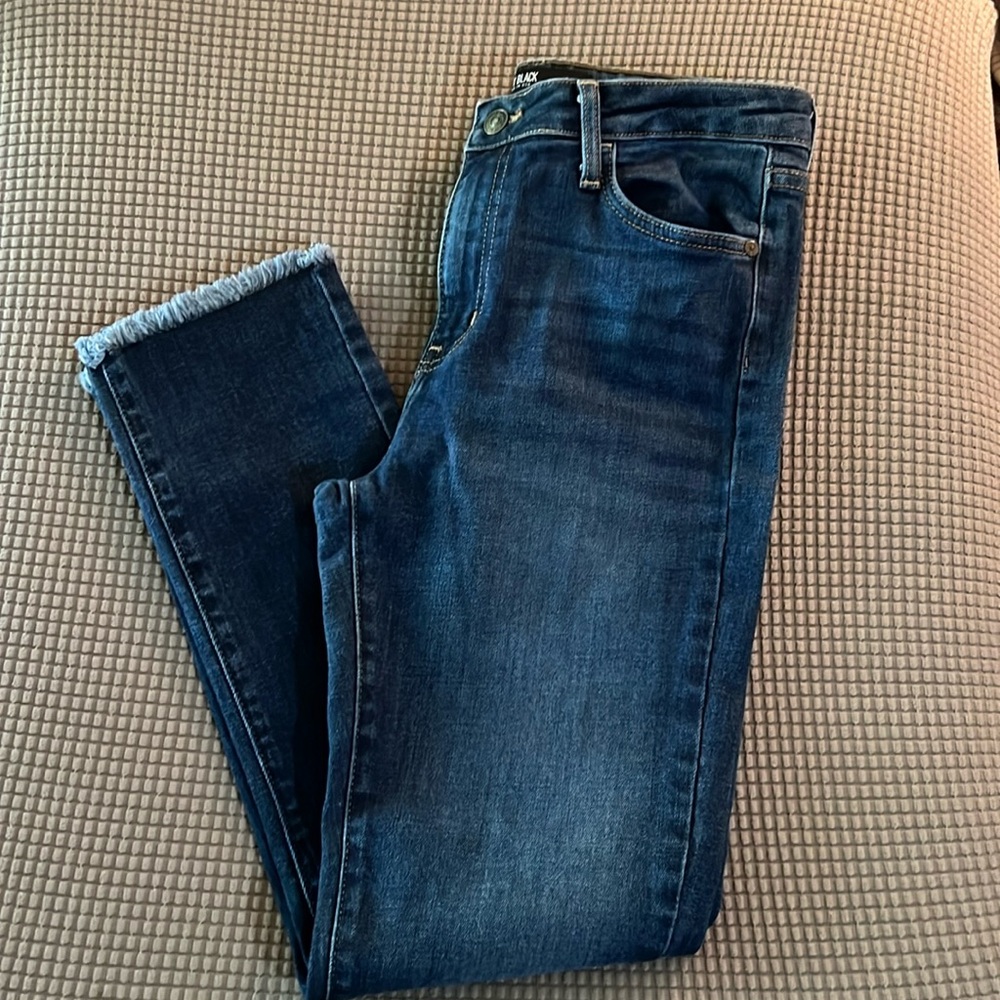 Just Black brand skinny jeans. Raw afraid edge hems. Like New#! Size 29. Dark